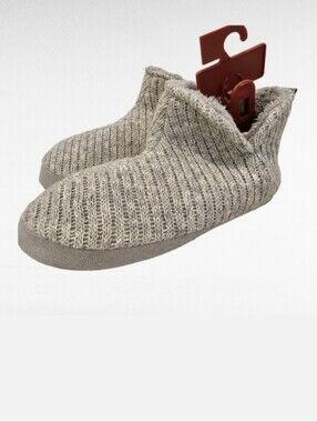 Dluxe by Dearfoams Bootie Slippers Knit Gray M